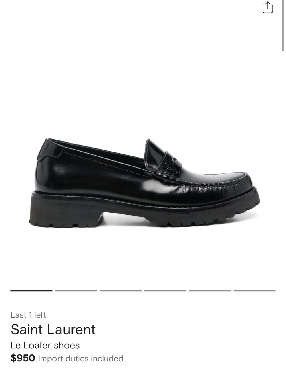 Saint Laurent Black Leather Lug-Sole Penny Loafer